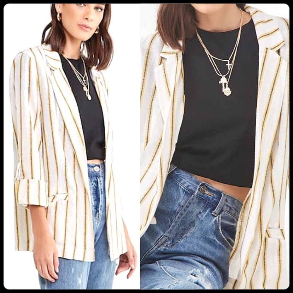 Love Tree striped linen blazer